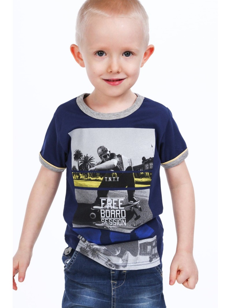 Navy blue boys\' t-shirt with print NDZ4479 - Online store - Boutique